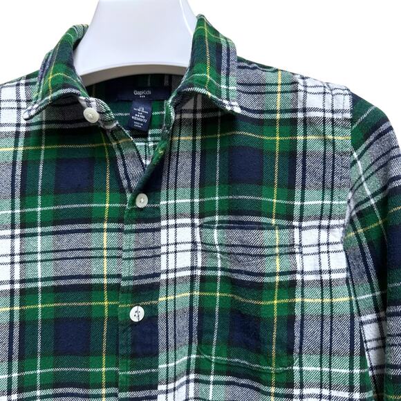 Gap Kids Plaid Flannel Shirt Boy’s Size L/ 10-11 yrs, Green Navy Blue - Picture 4 of 11